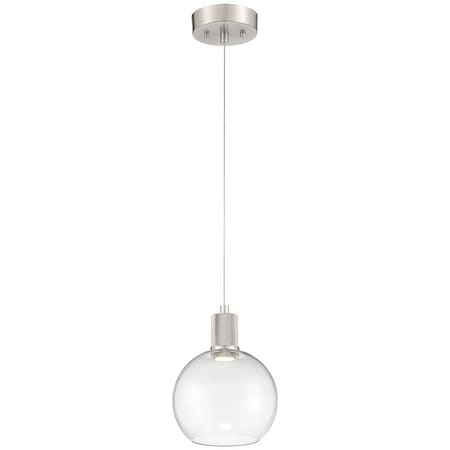 Access Lighting Port Nine Burgundy, Burgundy LED Pendant, Brushed Steel Finish, Clear Glass 63142LEDD-BS/CLR